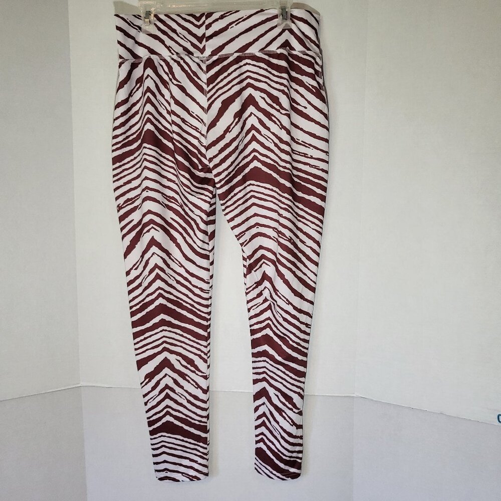 Women's NCAA Arkansas Razorbacks Zebra Print Leggings Size XL Red Stripes